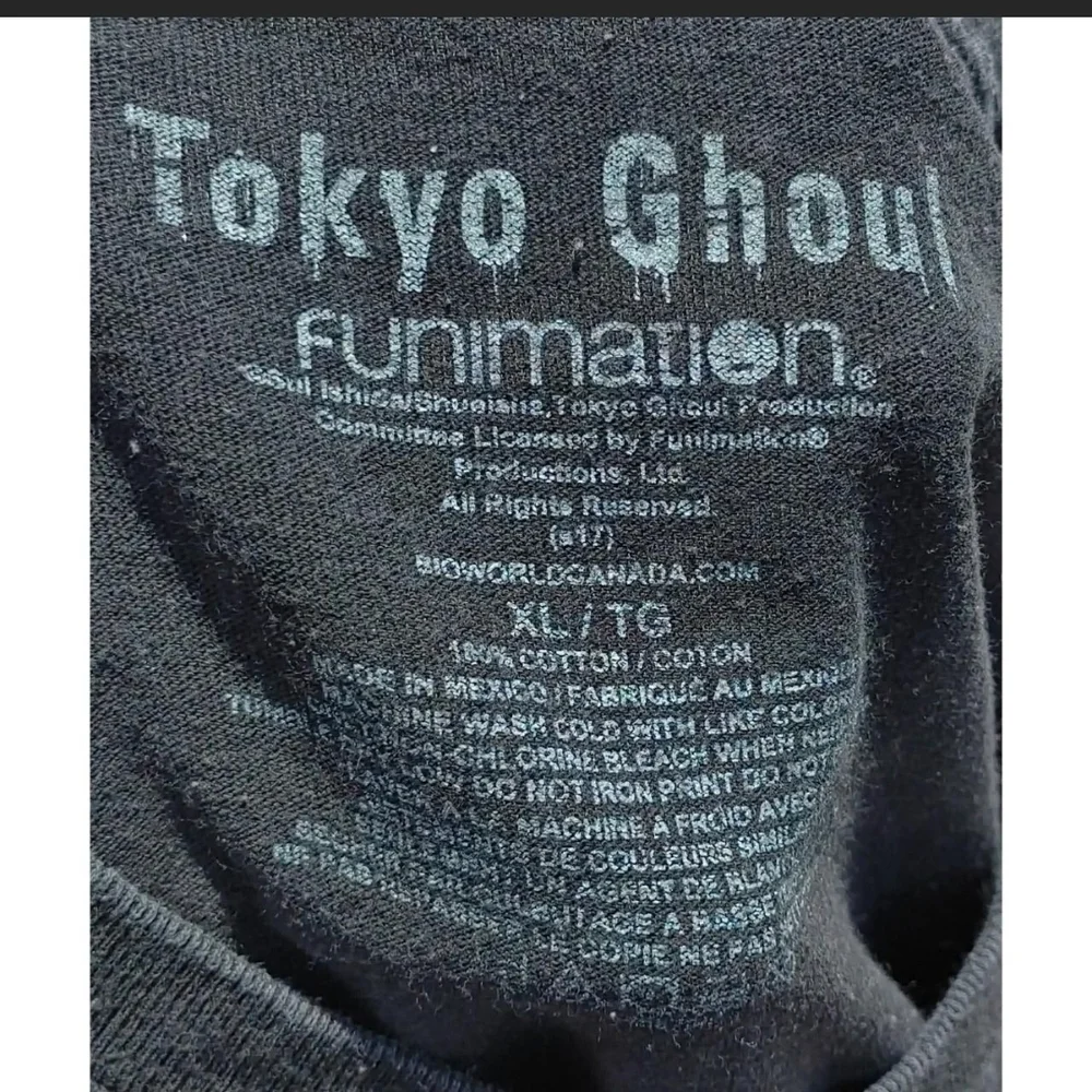 Vtg 2017 Tokyo Ghoul Ken Kaneki Anime Graphic T-Shirt XL Black Pierrot - Picture 3 of 4